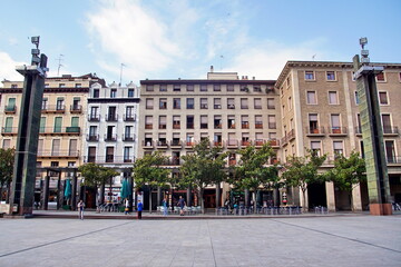 Naklejka premium Plaza del Pilar Square in Zaragoza, Spain