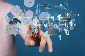 data Internet infrastructure concept. Abstract technology background. 3D rendering.