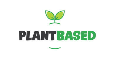 Plant based emblem design. Vegan, veggie, vegetarian food representation.
