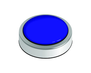Blue button with a metal edging isolated on a white background. 3d illustration