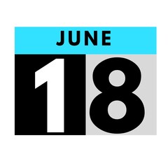 Fototapeta premium June 18 . flat daily calendar icon .date ,day, month .calendar for the month of June
