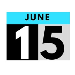 June 15 . flat daily calendar icon .date ,day, month .calendar for the month of June