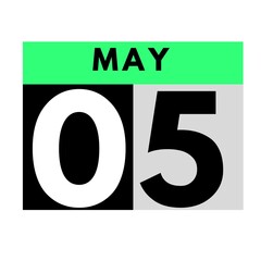 May 5 . flat daily calendar icon .date ,day, month .calendar for the month of May