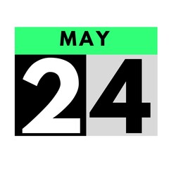 May 24 . flat daily calendar icon .date ,day, month .calendar for the month of May