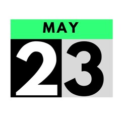 May 23 . flat daily calendar icon .date ,day, month .calendar for the month of May