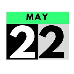 May 22 . flat daily calendar icon .date ,day, month .calendar for the month of May