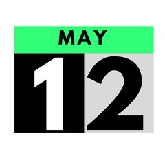 May 12 . flat daily calendar icon .date ,day, month .calendar for the month of May