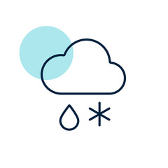 Cloud with snow and rain vector icon. Weather sign