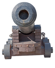 Old ship cannon on white background