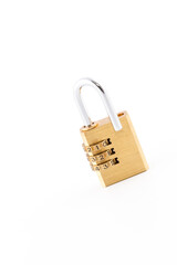 Open Combination Padlock on White Background. Portrait orientation.