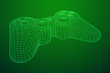 Game controller or gamepad for videogames. Wireframe low poly mesh © newb1