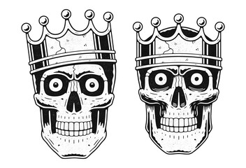 Skull with crown. Retro illustration in a vintage engraving style.