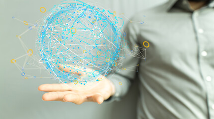 Abstract network of physical devices on the Internet using a network connection with statistics...