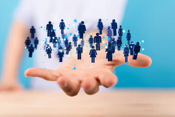 digital Business people silhouettes network team