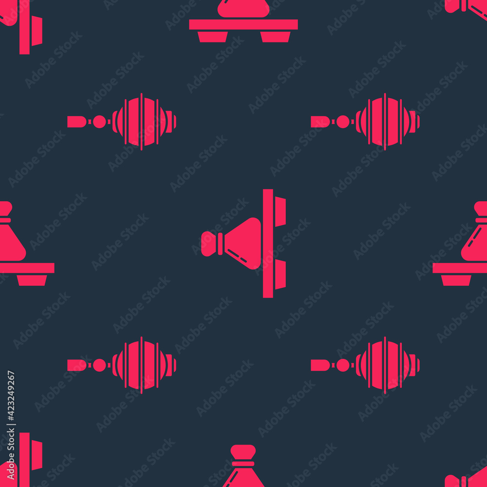 Poster set chinese paper lantern and dumpling on cutting board on seamless pattern. vector