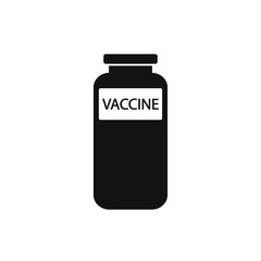 Black vaccine symbol, flat design illustration.