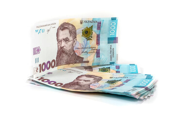 Obraz na płótnie Canvas Ukrainian hryvnia, banknotes of 1000 hryvnias. money concept