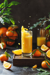 A glass of orange juice. Orange juice splash