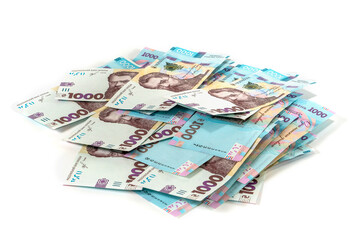 Obraz na płótnie Canvas Ukrainian hryvnia, banknotes of 1000 hryvnias. money concept