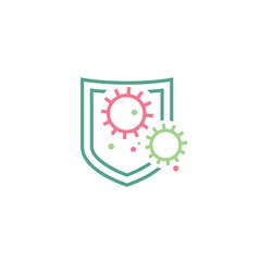 Immunity icon. Linear medical pictogram. Virus sign.