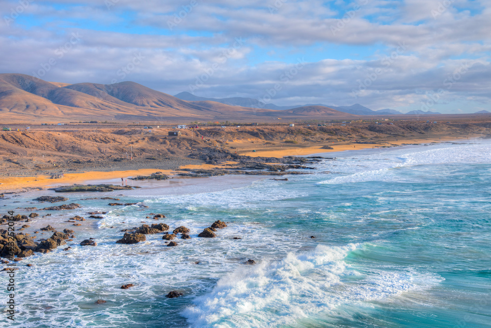 Canvas Prints Coastline with beaches extending from El Cotillo village at Fuerteventura, Canary islands, Spain