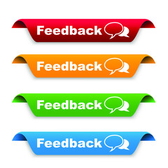 vector feedback banner set,  feedback ribbon template label sign