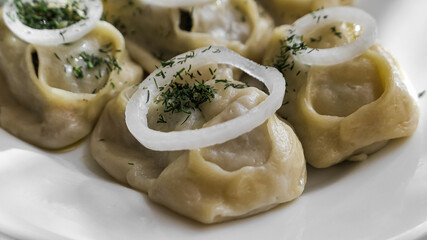 Manty dumplings or ravioli Food photography