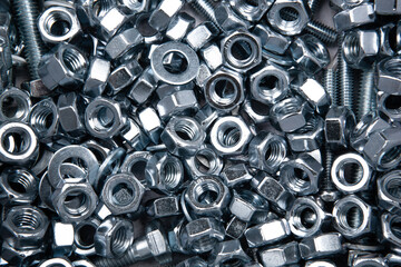 nuts screws fastening materials a lot closeup