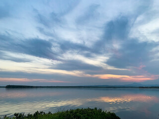 sunset over the lake