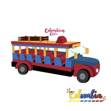 Isolated colombian chiva bus. Colombian culture - Vector illustration