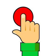 Hand push start button. Vector