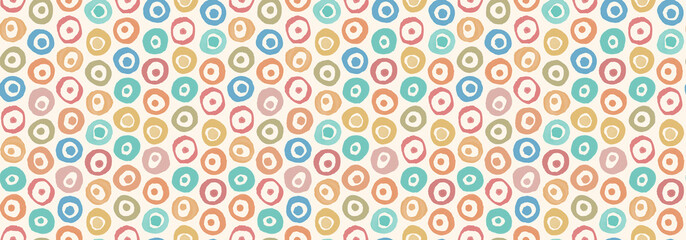 Circle Hand drawn Watercolor isolated on white canvas with high resolution texture, seamless pattern
