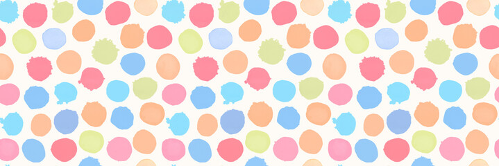 Circle Hand drawn Watercolor isolated on white canvas with high resolution texture, seamless pattern
