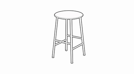Vector Isolated Black and White Illustration of a Wooden Stool