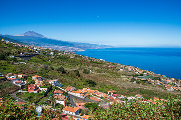 view of the north of Tenerife with the volcano Teide in the background. Canary Islands.