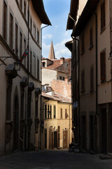 Narrow streets of a medieval city. Arezzo, Tuscany.