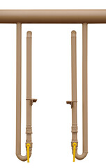 metal pipe with valve on white