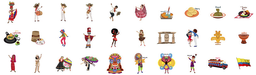 Colombian culture icon set - Vector illustration design