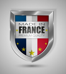 EPS10 Vector illustration. Realistic shield. Made in France, Premium Quality. Perfect for any use.	