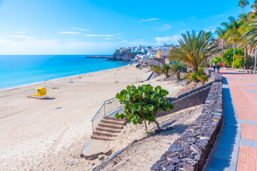 Seaside promenade at Playa de Matorral at Morro Jable, Fuerteventura, Canary islands, Spain