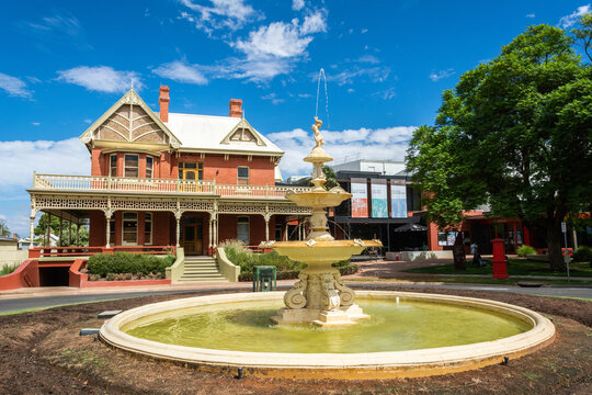 Mildura, Victoria, Australia - March 12, 2017. Exterior view of Rio Vista historic building in Mildura. Built in 1889, this historic Queen Anne-style building was grand homestead of William B Chaffey