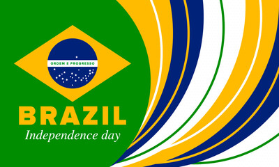 Brazil Independence Day. Happy national holiday. Freedom day. Celebrate annual in September 7. Brazil flag. Patriotic brazilian design. Poster, card, banner, template, background. Vector illustration