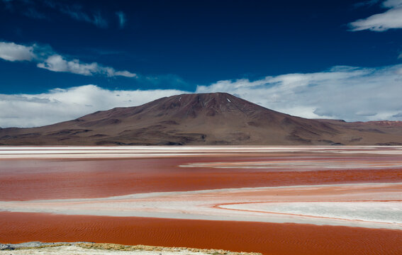 Laguna Colorada (Red Lagoon) is a shallow salt lake in the southwest of the altiplano of Bolivia.