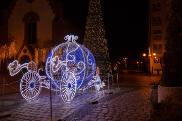 a light decoration for Christmas, a fairy-tale carriage