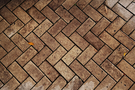 Old Wet Road Paved With Smooth Stones