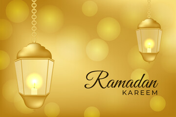Ramadan kareem vector background, lantern with bokeh effect background, banner or cover.
