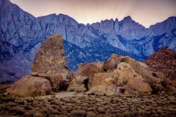 cloudy sunset over sierra nevada mountains