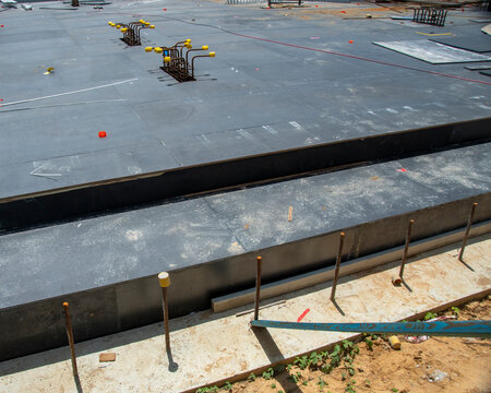 Foundations footing and flooring work building progress, Gosford, Australia. February 7, 2021. Part of a building series.