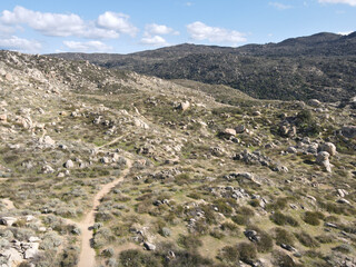 Aerial view of Simpson park wilderness valley in Santa Rosa Hills. Hemet, California. USA