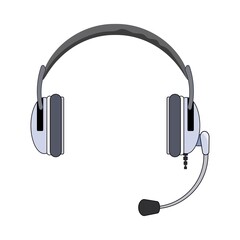 Classic headphones with microphone. Vector eps10 illustration headset with microphone. Isolated on white background